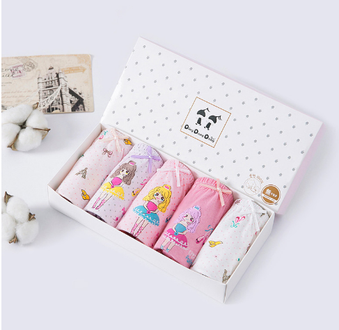 5PCS/BOX Gift Pack Little Girls' Soft Cotton Underwear Kids Cool Breathable Comfort Panty Briefs Toddler Undies