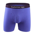 Men's Mid-Rise Boxer Briefs Breathable Long Tube Underwear Shorts with Customizable Logo Waist