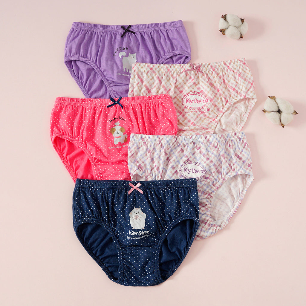 5 Pcs/Box Kids Triangle Underpants Breathable Cotton Briefs for Girls