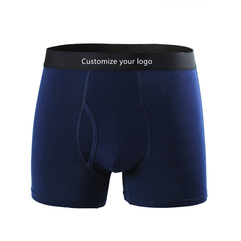 Customized Men's Breathable Long Underwear Black Mid-Rise Briefs Boxers