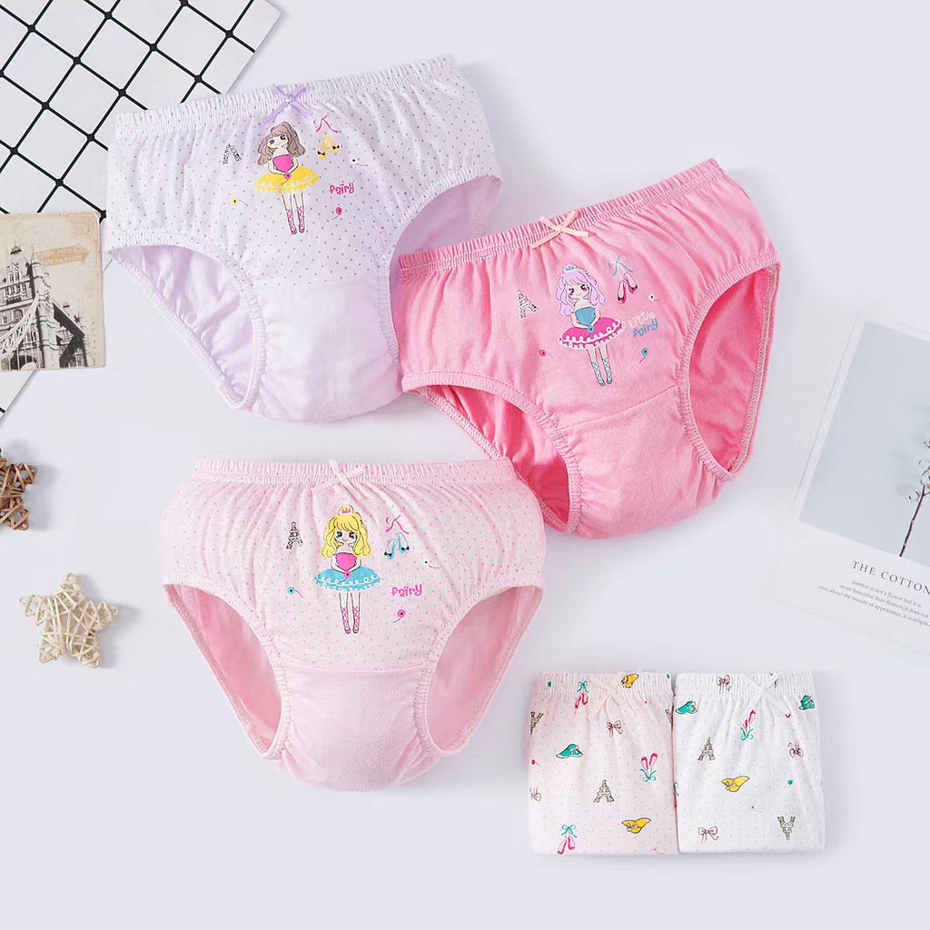5PCS/BOX Gift Pack Little Girls' Soft Cotton Underwear Kids Cool Breathable Comfort Panty Briefs Toddler Undies